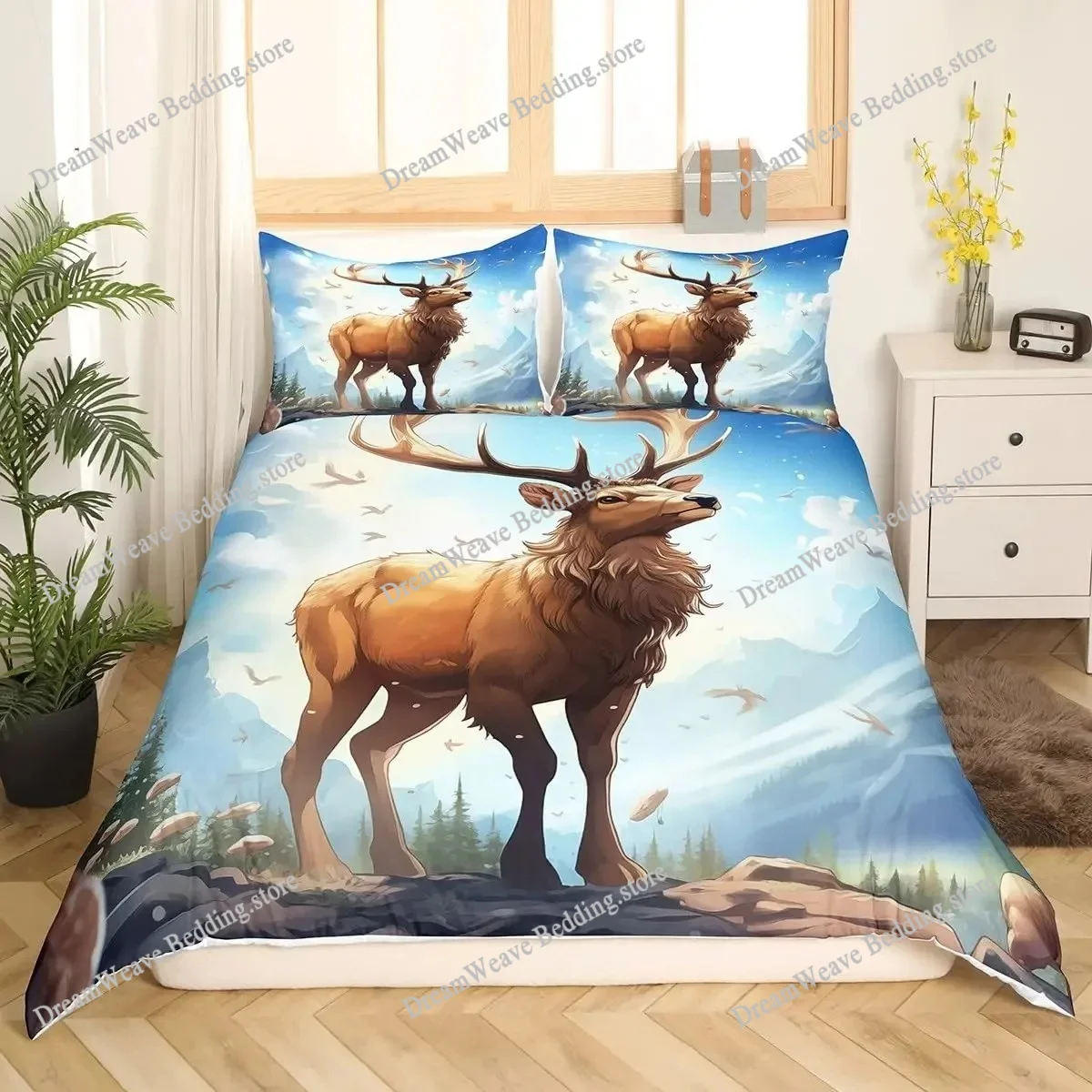 Deer Elk Duvet Cover King Quee - Hunting And Camping In Forest review and price