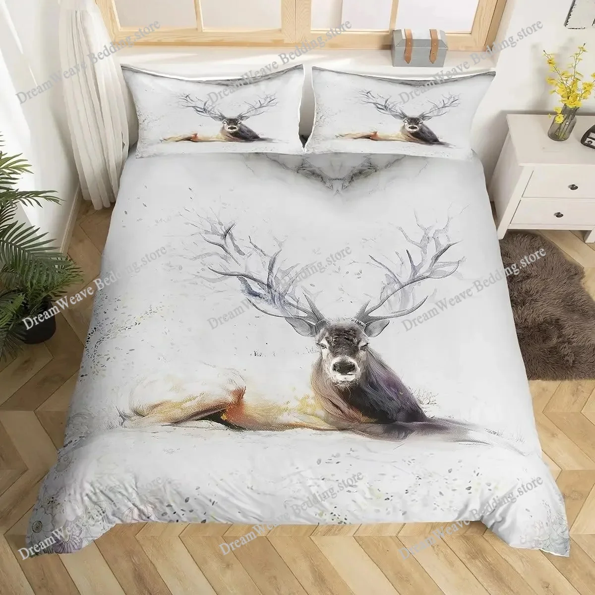 Deer Elk Duvet Cover King Quee - Hunting And Camping In Forest review and price