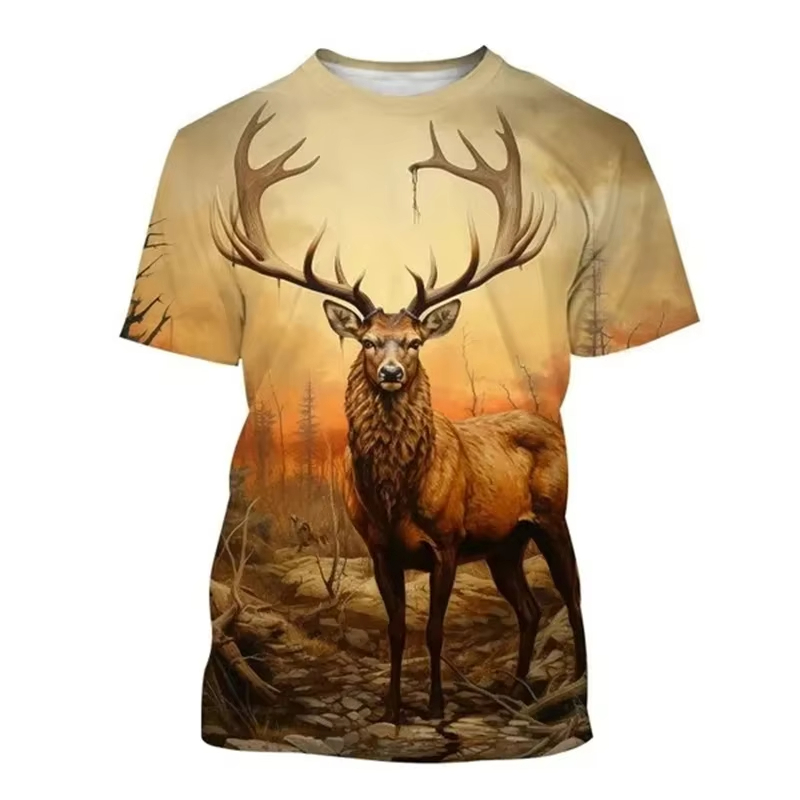 Deer 3D Printing T-shirt Funny - Outdoor Hunting Graphic Tees review and price