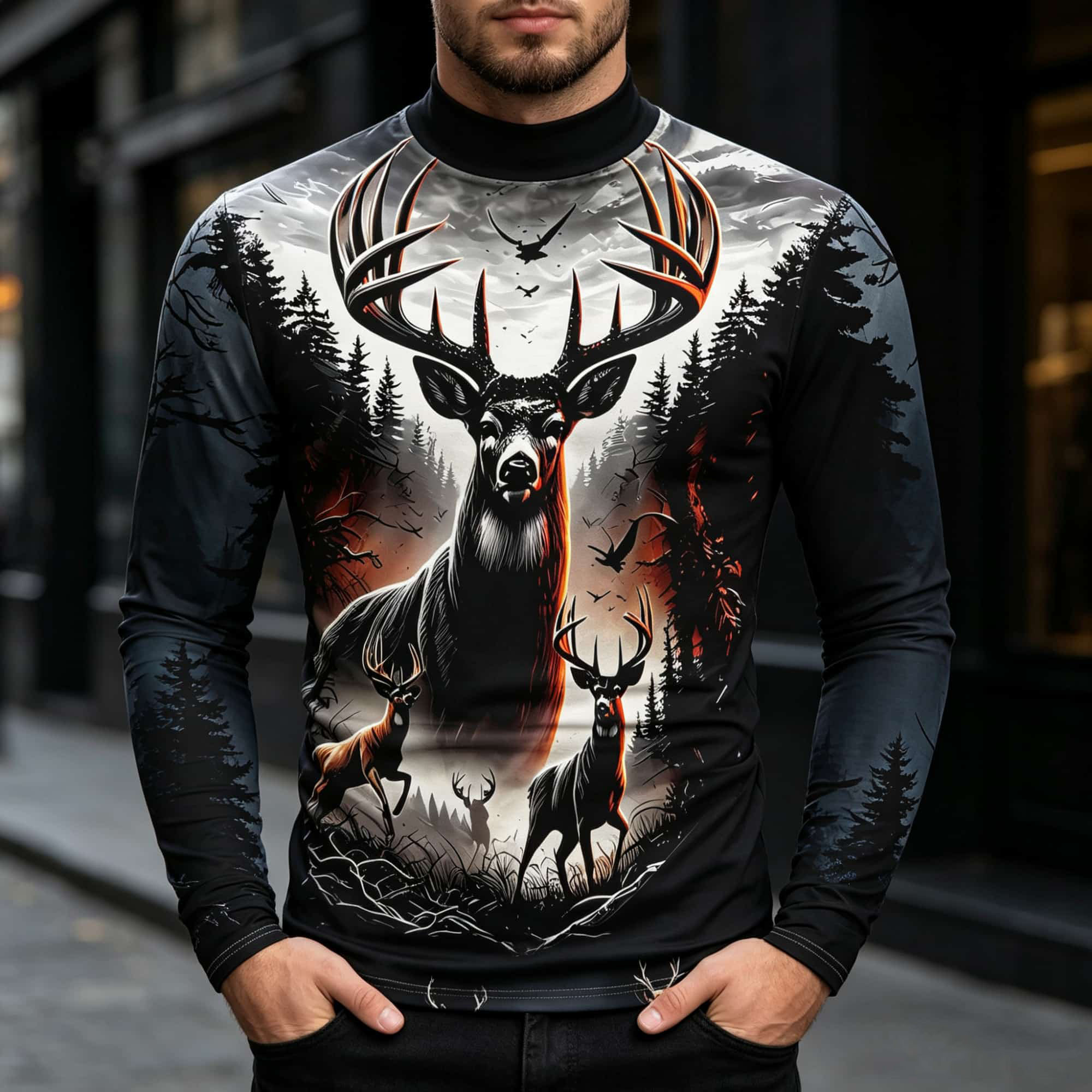Men's Hunting Style Buck Graph - Outdoor Hunting Graphic Tees review and price