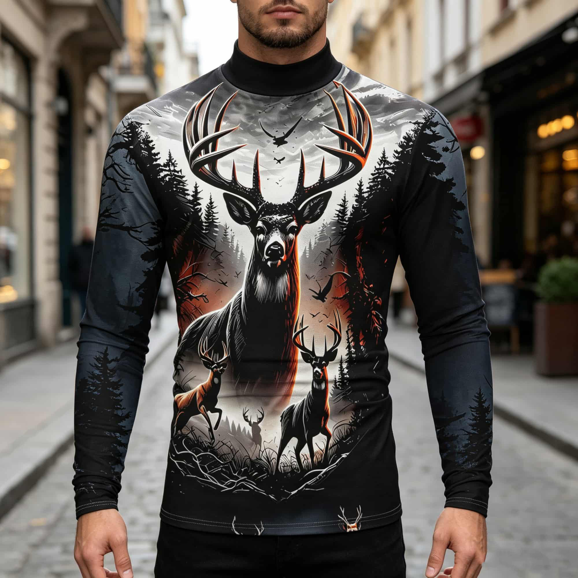 Men's Hunting Style Buck Graph - Outdoor Hunting Graphic Tees review and price