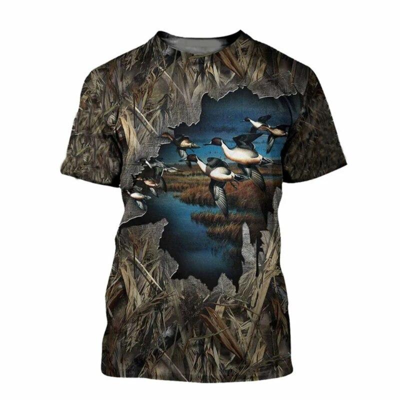 Men Camo Duck Hunting 3D Print - Outdoor Hunting Graphic Tees review and price