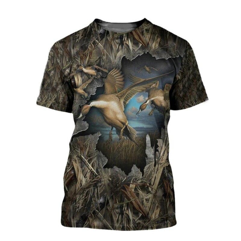 Men Camo Duck Hunting 3D Print - Outdoor Hunting Graphic Tees review and price